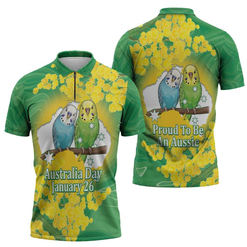 Budgerigar Australia Day Zipper Polo Shirt Proud To Be An Aussie Opal National Color - Aussie Hoodie