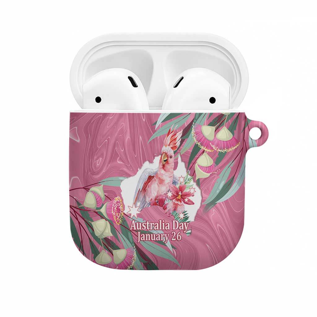 Pink Cockatoo Australia Day AirPods Case Proud To Be An Aussie Opal Eucalyptus Blossoms - Aussie Hoodie