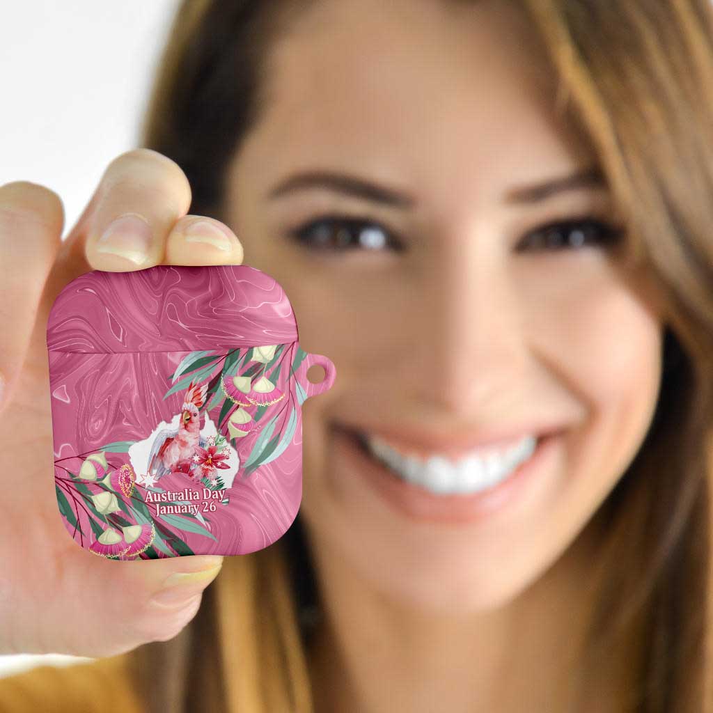 Pink Cockatoo Australia Day AirPods Case Proud To Be An Aussie Opal Eucalyptus Blossoms - Aussie Hoodie