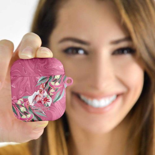 Pink Cockatoo Australia Day AirPods Case Proud To Be An Aussie Opal Eucalyptus Blossoms - Aussie Hoodie