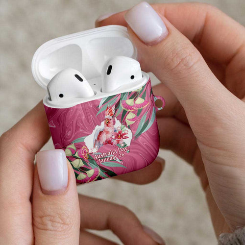 Pink Cockatoo Australia Day AirPods Case Proud To Be An Aussie Opal Eucalyptus Blossoms - Aussie Hoodie