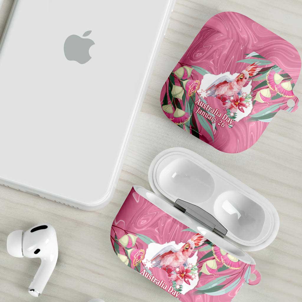 Pink Cockatoo Australia Day AirPods Case Proud To Be An Aussie Opal Eucalyptus Blossoms - Aussie Hoodie