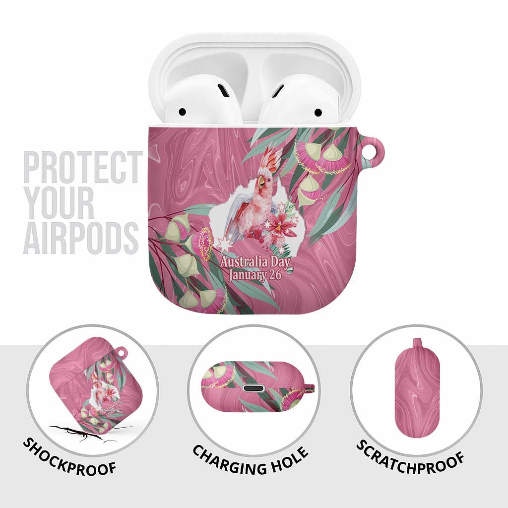 Pink Cockatoo Australia Day AirPods Case Proud To Be An Aussie Opal Eucalyptus Blossoms - Aussie Hoodie