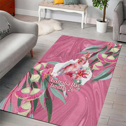 Pink Cockatoo Australia Day Area Rug Proud To Be An Aussie Opal Eucalyptus Blossoms - Aussie Hoodie
