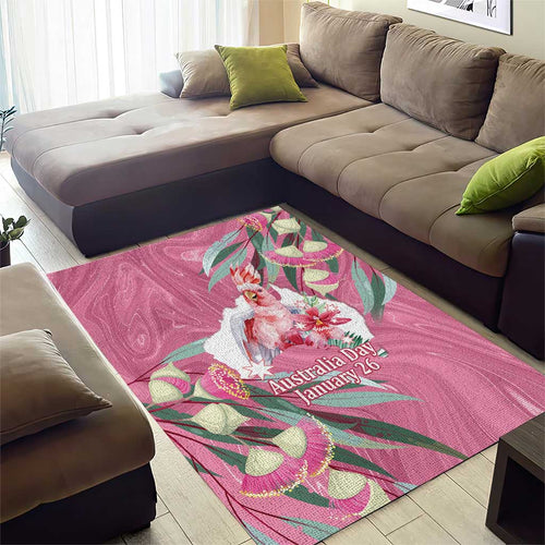 Pink Cockatoo Australia Day Area Rug Proud To Be An Aussie Opal Eucalyptus Blossoms - Aussie Hoodie