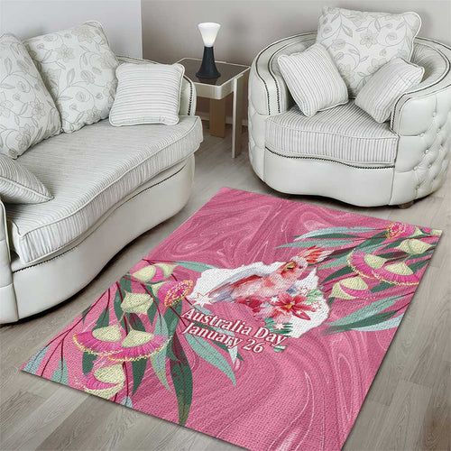 Pink Cockatoo Australia Day Area Rug Proud To Be An Aussie Opal Eucalyptus Blossoms - Aussie Hoodie