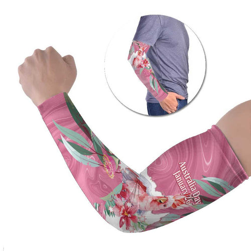 Pink Cockatoo Australia Day Arm Sleeves Proud To Be An Aussie Opal Eucalyptus Blossoms - Aussie Hoodie