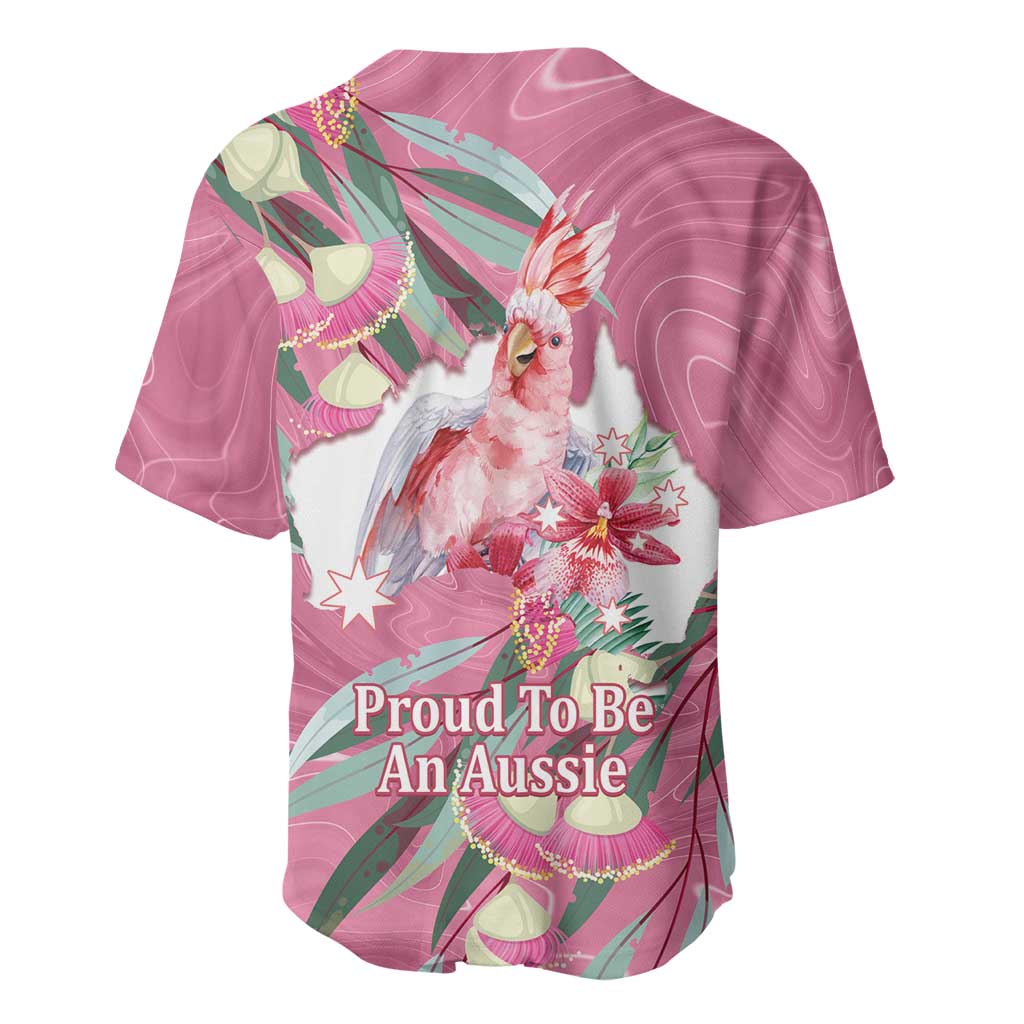 Pink Cockatoo Australia Day Baseball Jersey Proud To Be An Aussie Opal Eucalyptus Blossoms - Aussie Hoodie