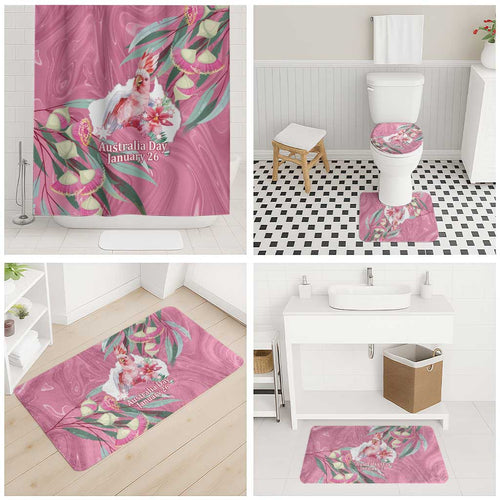 Pink Cockatoo Australia Day Bathroom Set Proud To Be An Aussie Opal Eucalyptus Blossoms - Aussie Hoodie