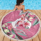 Pink Cockatoo Australia Day Beach Blanket Proud To Be An Aussie Opal Eucalyptus Blossoms - Aussie Hoodie