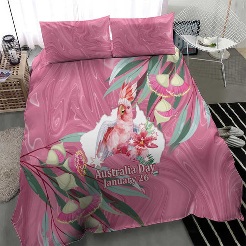 Pink Cockatoo Australia Day Bedding Set Proud To Be An Aussie Opal Eucalyptus Blossoms - Aussie Hoodie