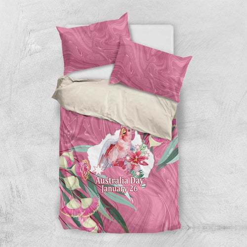 Pink Cockatoo Australia Day Bedding Set Proud To Be An Aussie Opal Eucalyptus Blossoms - Aussie Hoodie