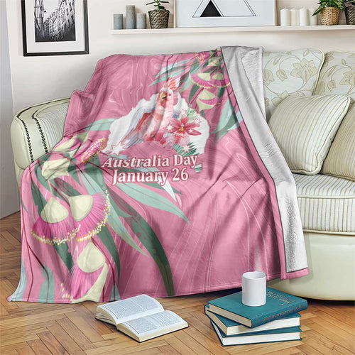 Pink Cockatoo Australia Day Blanket Proud To Be An Aussie Opal Eucalyptus Blossoms - Aussie Hoodie
