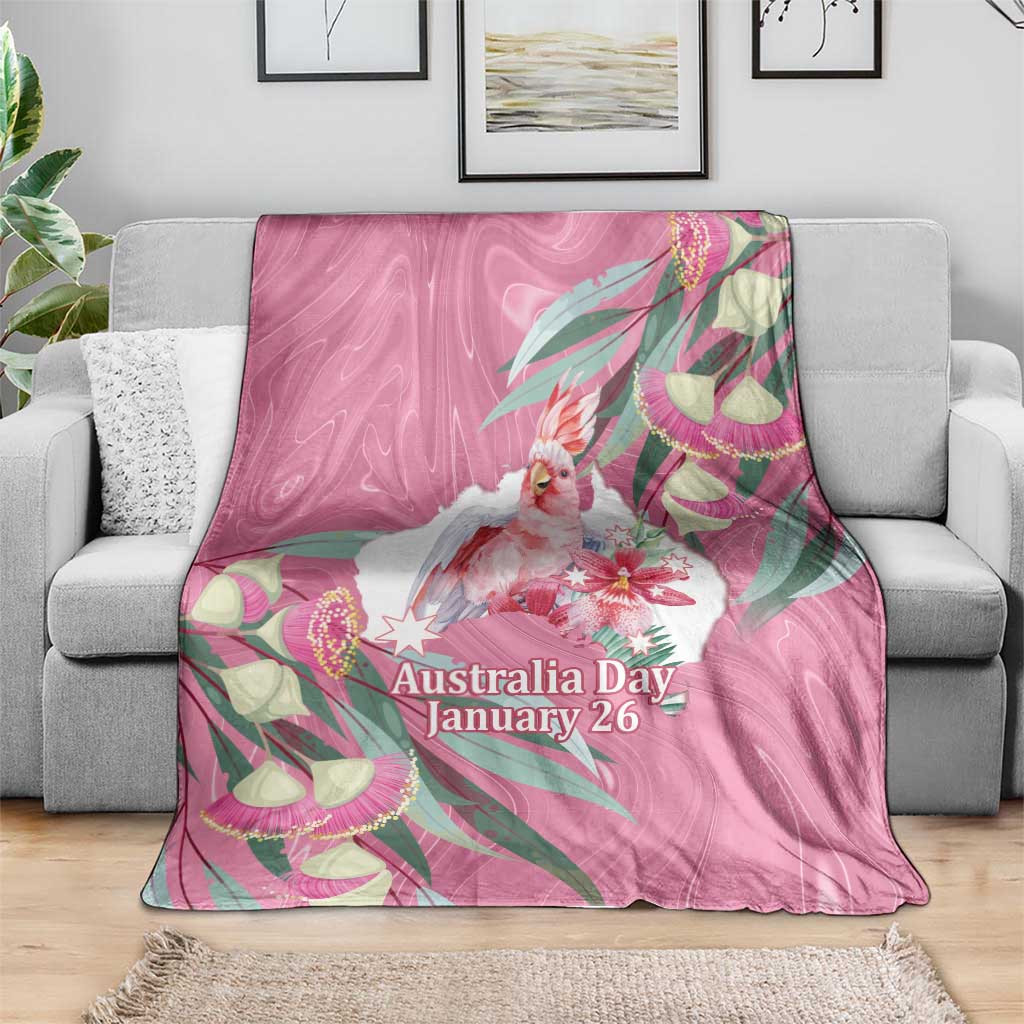 Pink Cockatoo Australia Day Blanket Proud To Be An Aussie Opal Eucalyptus Blossoms - Aussie Hoodie