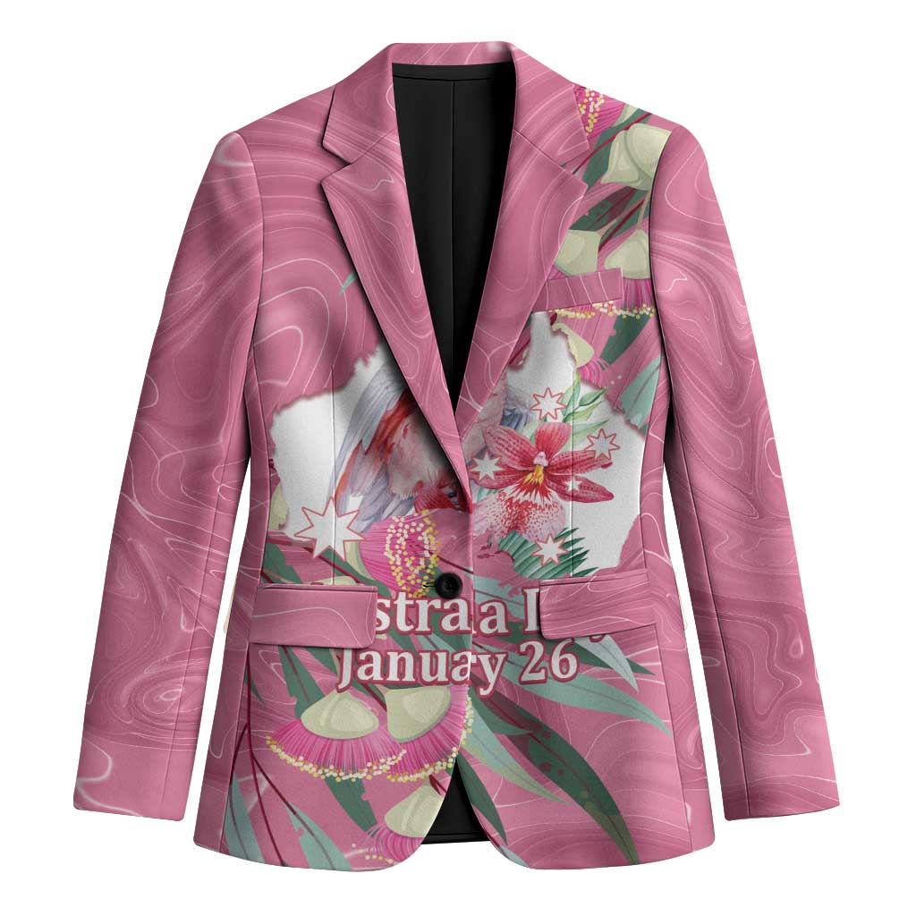 Pink Cockatoo Australia Day Blazer Proud To Be An Aussie Opal Eucalyptus Blossoms - Aussie Hoodie