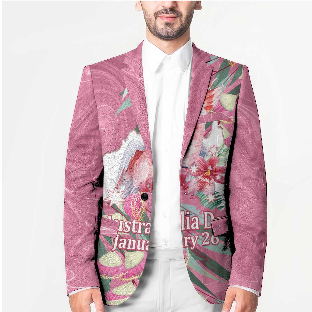 Pink Cockatoo Australia Day Blazer Proud To Be An Aussie Opal Eucalyptus Blossoms - Aussie Hoodie
