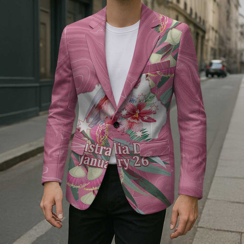 Pink Cockatoo Australia Day Blazer Proud To Be An Aussie Opal Eucalyptus Blossoms - Aussie Hoodie