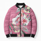 Pink Cockatoo Australia Day Bomber Puffer Jacket Proud To Be An Aussie Opal Eucalyptus Blossoms - Aussie Hoodie