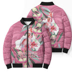 Pink Cockatoo Australia Day Bomber Puffer Jacket Proud To Be An Aussie Opal Eucalyptus Blossoms - Aussie Hoodie