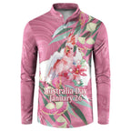 Pink Cockatoo Australia Day Button Sweatshirt Proud To Be An Aussie Opal Eucalyptus Blossoms - Aussie Hoodie