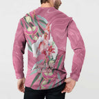 Pink Cockatoo Australia Day Button Sweatshirt Proud To Be An Aussie Opal Eucalyptus Blossoms - Aussie Hoodie