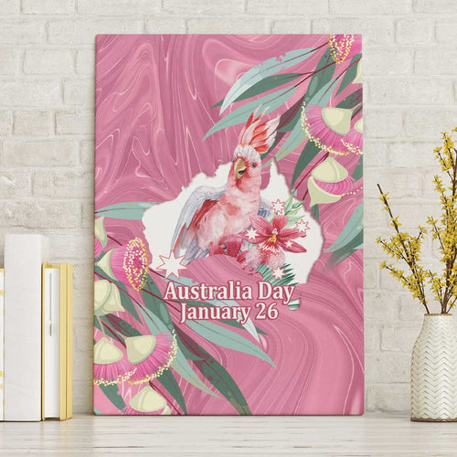 Pink Cockatoo Australia Day Canvas Wall Art Proud To Be An Aussie Opal Eucalyptus Blossoms - Aussie Hoodie