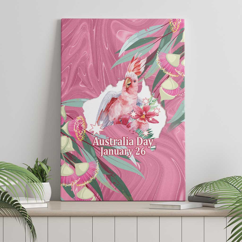Pink Cockatoo Australia Day Canvas Wall Art Proud To Be An Aussie Opal Eucalyptus Blossoms - Aussie Hoodie