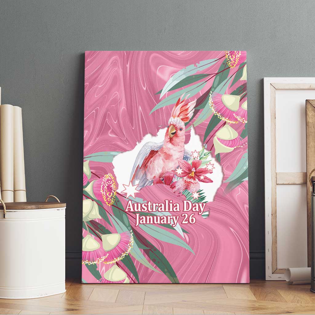Pink Cockatoo Australia Day Canvas Wall Art Proud To Be An Aussie Opal Eucalyptus Blossoms - Aussie Hoodie