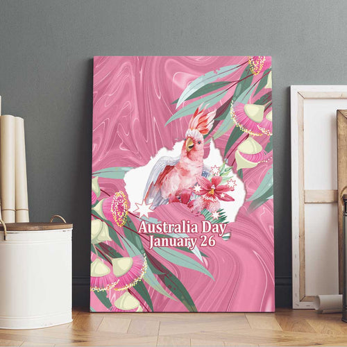 Pink Cockatoo Australia Day Canvas Wall Art Proud To Be An Aussie Opal Eucalyptus Blossoms - Aussie Hoodie