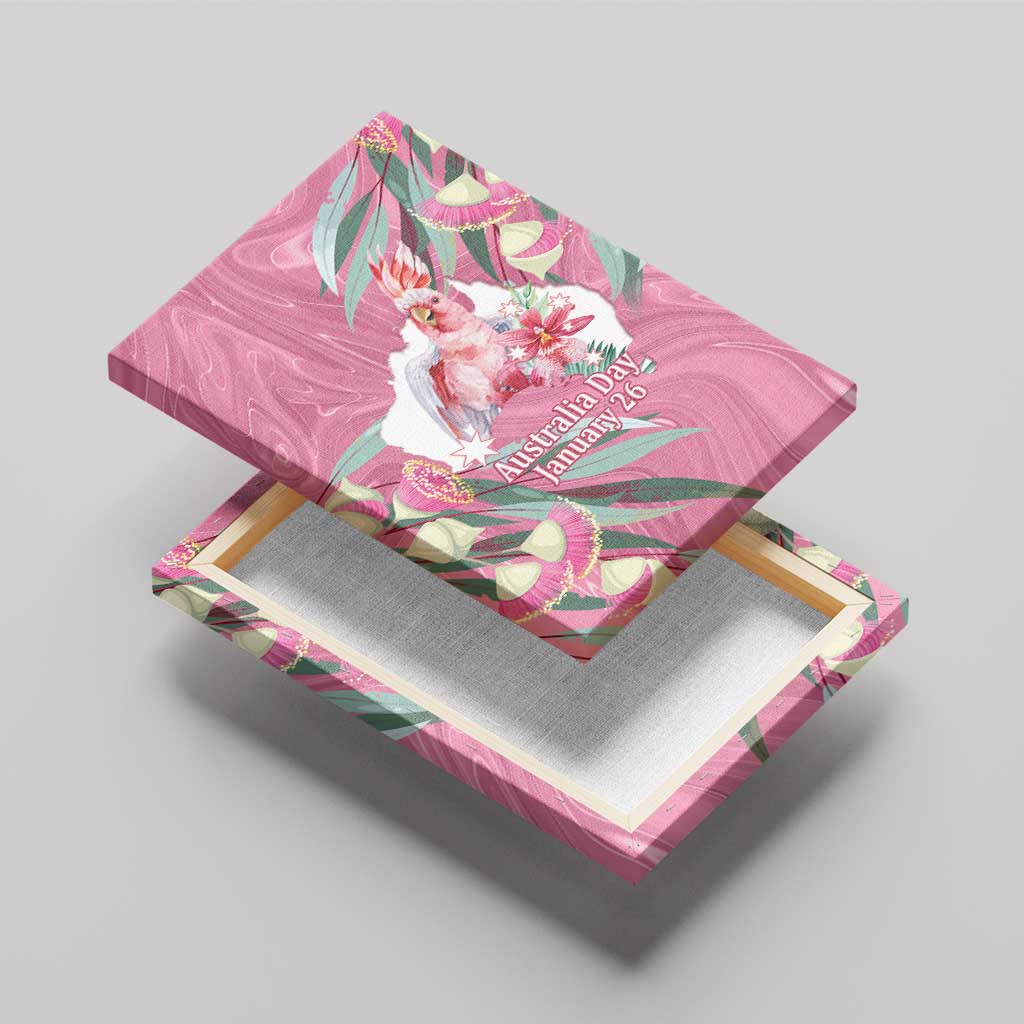 Pink Cockatoo Australia Day Canvas Wall Art Proud To Be An Aussie Opal Eucalyptus Blossoms - Aussie Hoodie