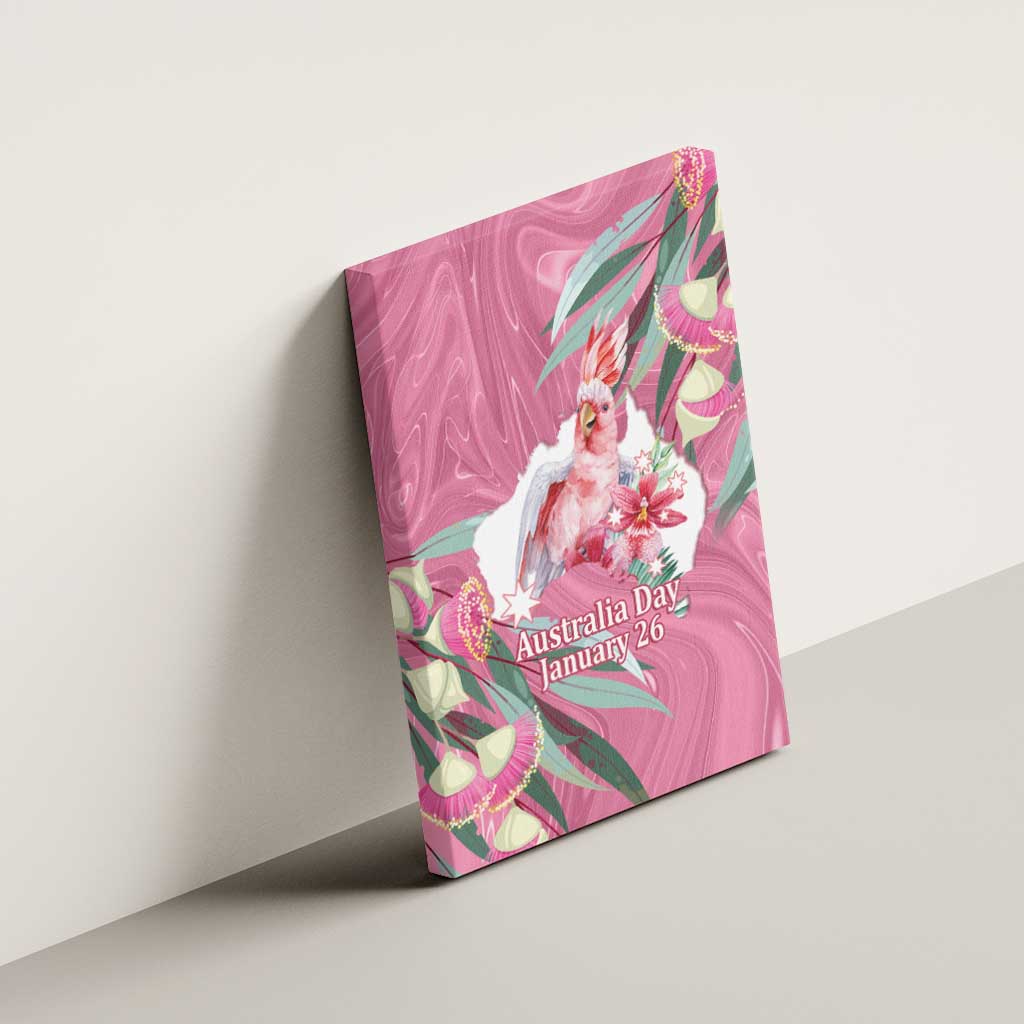 Pink Cockatoo Australia Day Canvas Wall Art Proud To Be An Aussie Opal Eucalyptus Blossoms - Aussie Hoodie