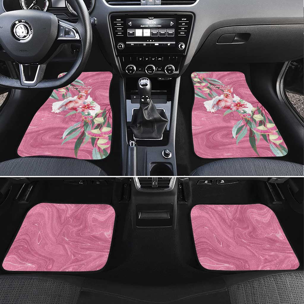 Pink Cockatoo Australia Day Car Mats Proud To Be An Aussie Opal Eucalyptus Blossoms - Aussie Hoodie