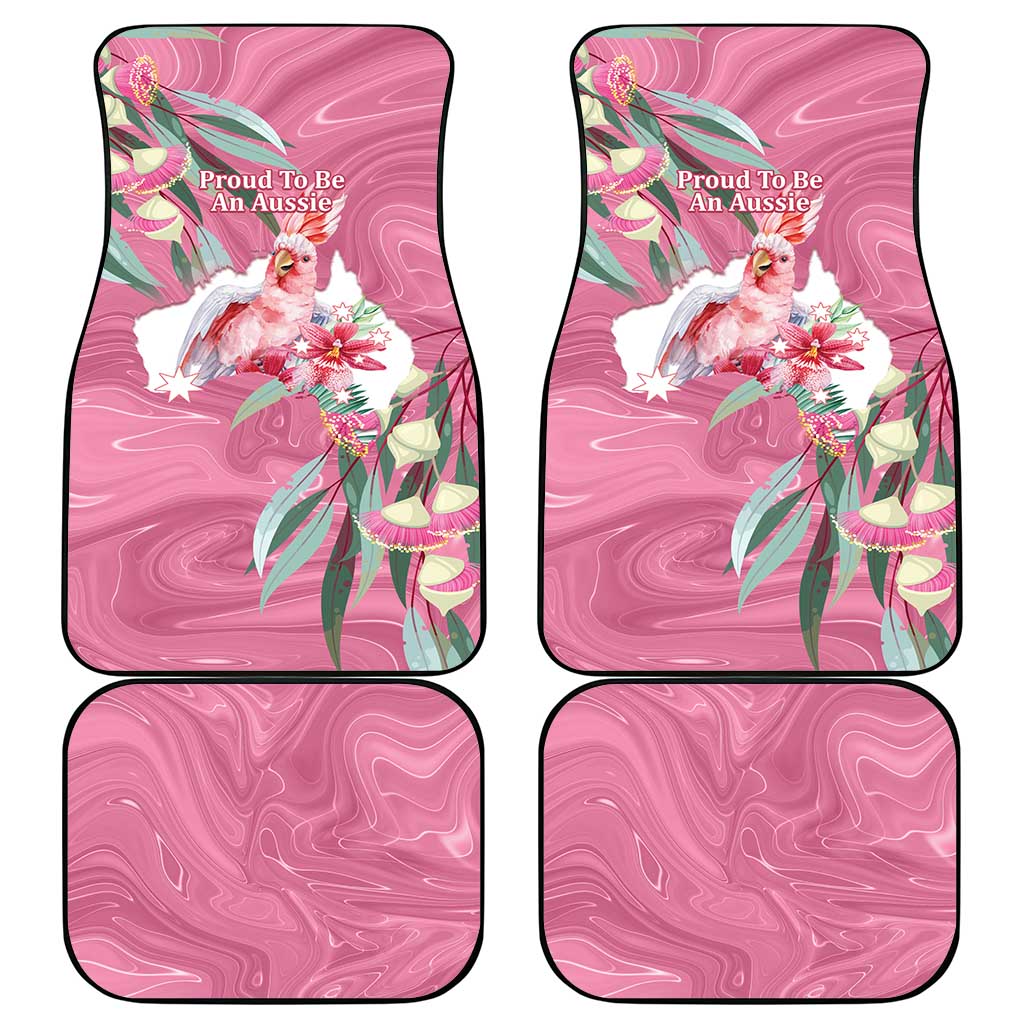 Pink Cockatoo Australia Day Car Mats Proud To Be An Aussie Opal Eucalyptus Blossoms - Aussie Hoodie