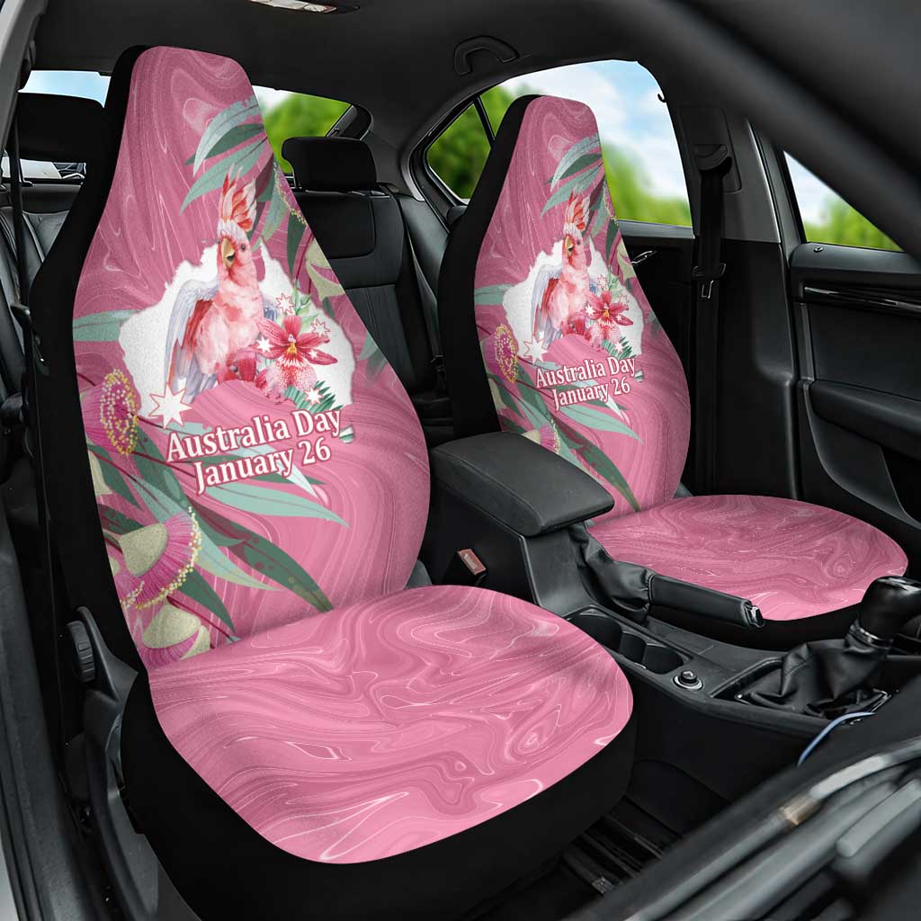 Pink Cockatoo Australia Day Car Seat Cover Proud To Be An Aussie Opal Eucalyptus Blossoms - Aussie Hoodie