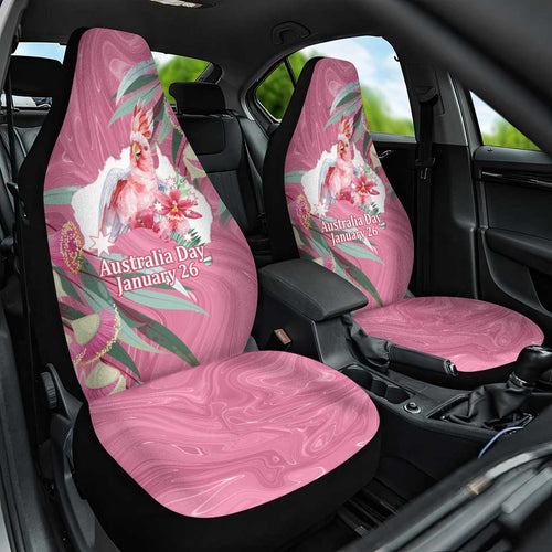 Pink Cockatoo Australia Day Car Seat Cover Proud To Be An Aussie Opal Eucalyptus Blossoms - Aussie Hoodie