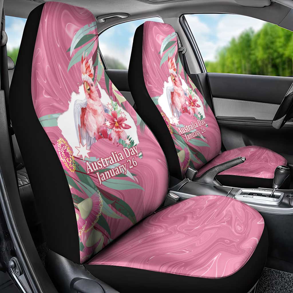 Pink Cockatoo Australia Day Car Seat Cover Proud To Be An Aussie Opal Eucalyptus Blossoms - Aussie Hoodie