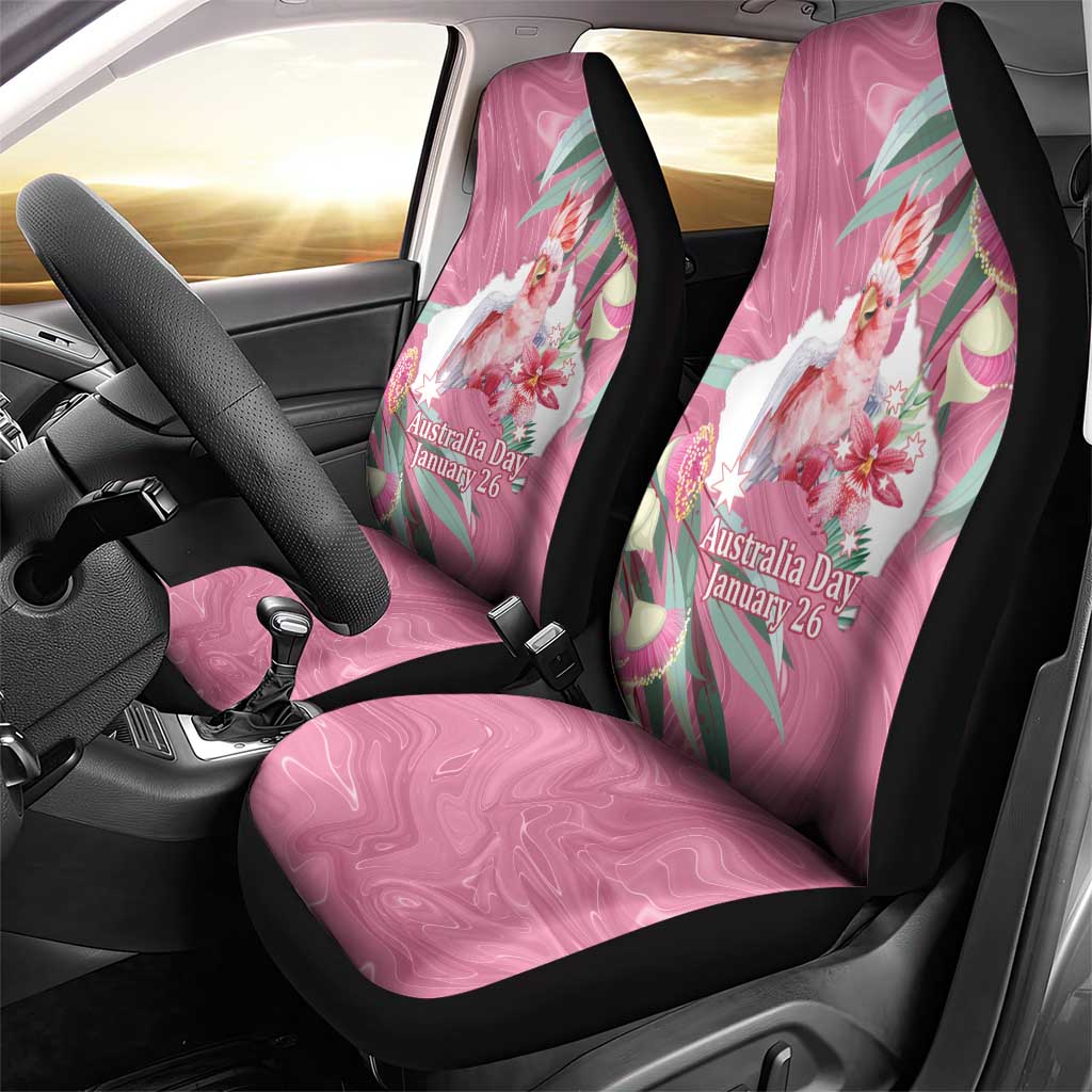 Pink Cockatoo Australia Day Car Seat Cover Proud To Be An Aussie Opal Eucalyptus Blossoms - Aussie Hoodie