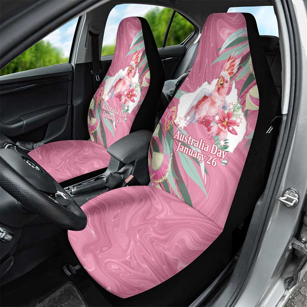Pink Cockatoo Australia Day Car Seat Cover Proud To Be An Aussie Opal Eucalyptus Blossoms - Aussie Hoodie