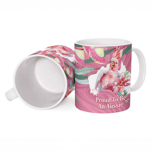 Pink Cockatoo Australia Day Ceramic Mug Proud To Be An Aussie Opal Eucalyptus Blossoms - Aussie Hoodie