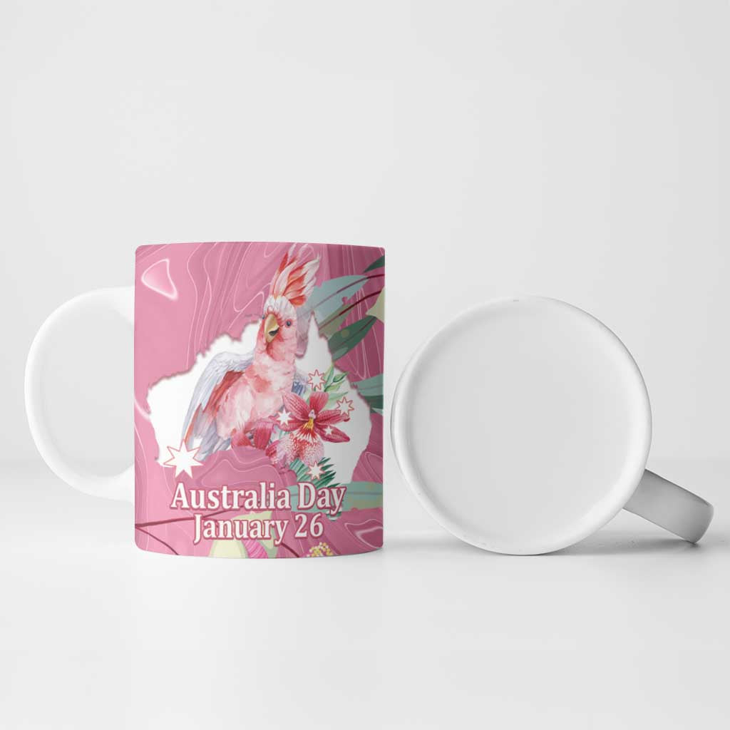 Pink Cockatoo Australia Day Ceramic Mug Proud To Be An Aussie Opal Eucalyptus Blossoms - Aussie Hoodie