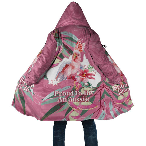 Pink Cockatoo Australia Day Cloak Proud To Be An Aussie Opal Eucalyptus Blossoms - Aussie Hoodie