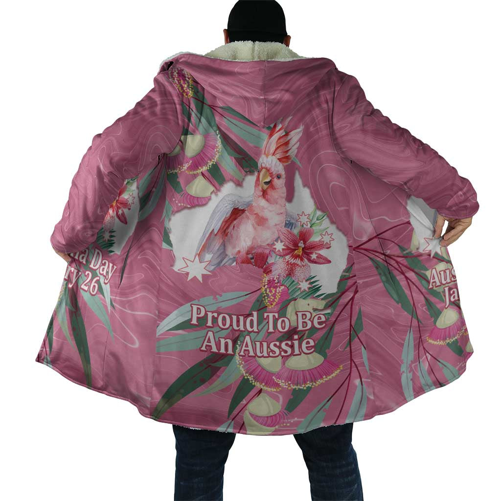 Pink Cockatoo Australia Day Cloak Proud To Be An Aussie Opal Eucalyptus Blossoms - Aussie Hoodie