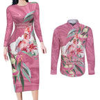 Pink Cockatoo Australia Day Couples Matching Long Sleeve Bodycon Dress and Long Sleeve Button Shirt Proud To Be An Aussie Opal Eucalyptus Blossoms - Aussie Hoodie