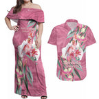 Pink Cockatoo Australia Day Couples Matching Off Shoulder Maxi Dress and Hawaiian Shirt Proud To Be An Aussie Opal Eucalyptus Blossoms - Aussie Hoodie