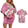 Pink Cockatoo Australia Day Couples Matching Off Shoulder Short Dress and Hawaiian Shirt Proud To Be An Aussie Opal Eucalyptus Blossoms - Aussie Hoodie