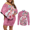 Pink Cockatoo Australia Day Couples Matching Off Shoulder Short Dress and Long Sleeve Button Shirt Proud To Be An Aussie Opal Eucalyptus Blossoms - Aussie Hoodie