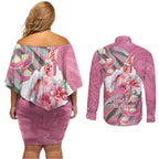 Pink Cockatoo Australia Day Couples Matching Off Shoulder Short Dress and Long Sleeve Button Shirt Proud To Be An Aussie Opal Eucalyptus Blossoms - Aussie Hoodie