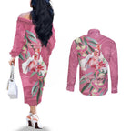 Pink Cockatoo Australia Day Couples Matching Off The Shoulder Long Sleeve Dress and Long Sleeve Button Shirt Proud To Be An Aussie Opal Eucalyptus Blossoms - Aussie Hoodie