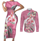 Pink Cockatoo Australia Day Couples Matching Short Sleeve Bodycon Dress and Long Sleeve Button Shirt Proud To Be An Aussie Opal Eucalyptus Blossoms - Aussie Hoodie