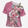 Pink Cockatoo Australia Day Cross Shoulder Shirt Proud To Be An Aussie Opal Eucalyptus Blossoms - Aussie Hoodie